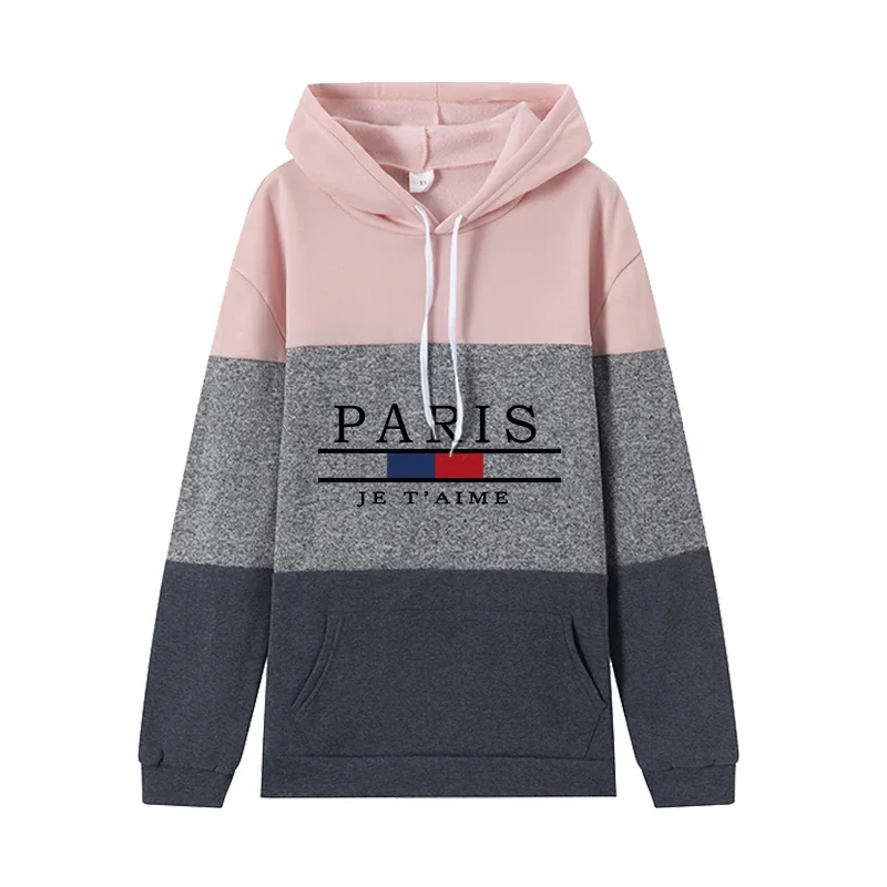 

Женская осенне-зимняя повседневная спортивная свободная толстовка с капюшоном, Лидер продаж 2025, женская толстовка, модный парижский пуловер с капюшоном и длинными рукавами