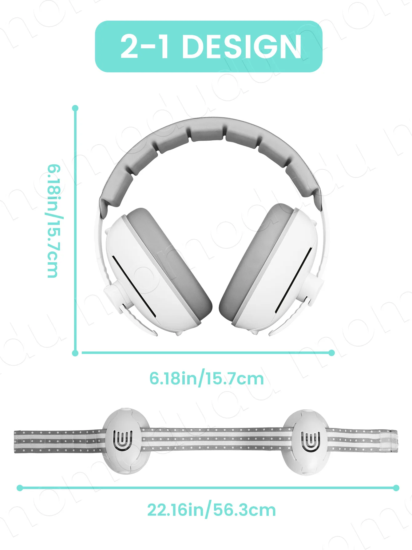 2-in-1 Baby Ear Muffs for Hearing Protection，Adjustable, Lightweight & Foldable Noise Reduction Hearing Protection