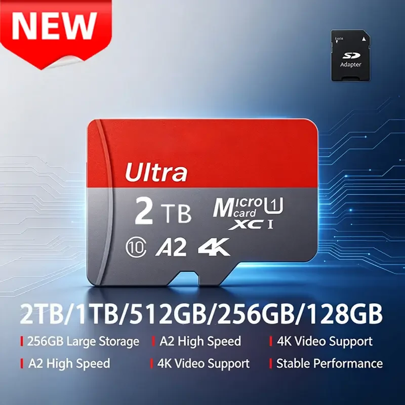 NEW High Speed Micro SD Memory Card 2TB 1TB 4K Full HD Video Compatible with Phone GoPro Action Camera 128GB 256GB 512GB