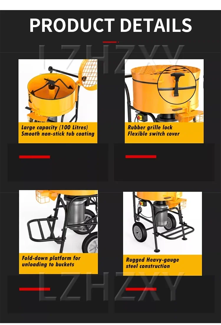 1500W Mortar Mixer | Portable, Mobile Forced-Action Mixer | 100L Feed/Concrete M
