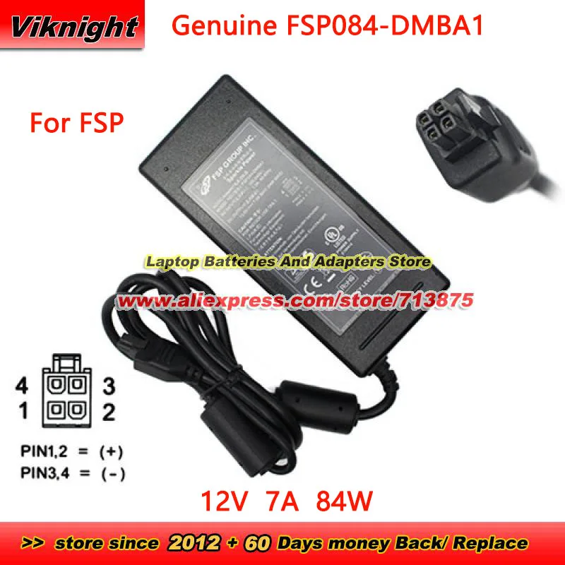 Genuine FSP FSP084-DMBA1 AC Adapter FSP084-1ADC11 12V 7A 84W Power Supply For NCR ALOHA RADIANT P1220 with 4 holes