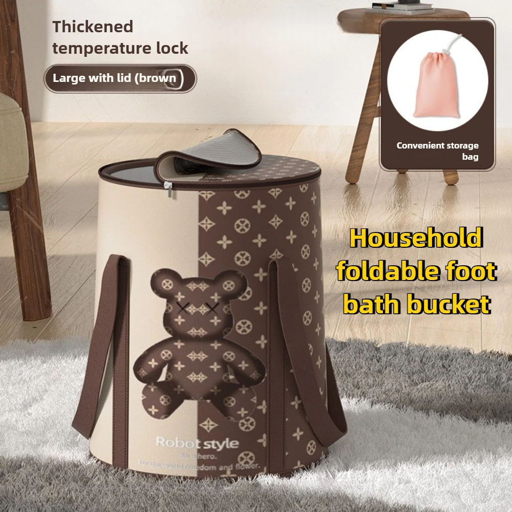 

Домашнее портативное ведро для ванны для ног со складными и удерживающими тепло, подходящее для всех сезонов и с крышкой - ванна для ног