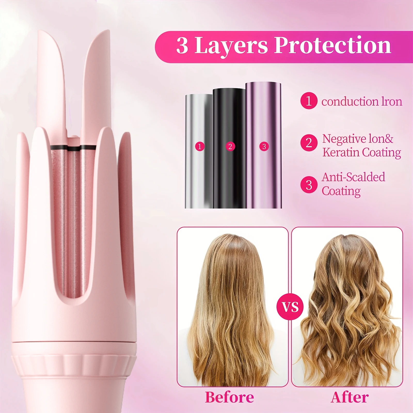 32mm Ceramic Hair Curling Wand Professional Electric Curly Tongs Salon Hair Styling Tool Portable Curler Iron