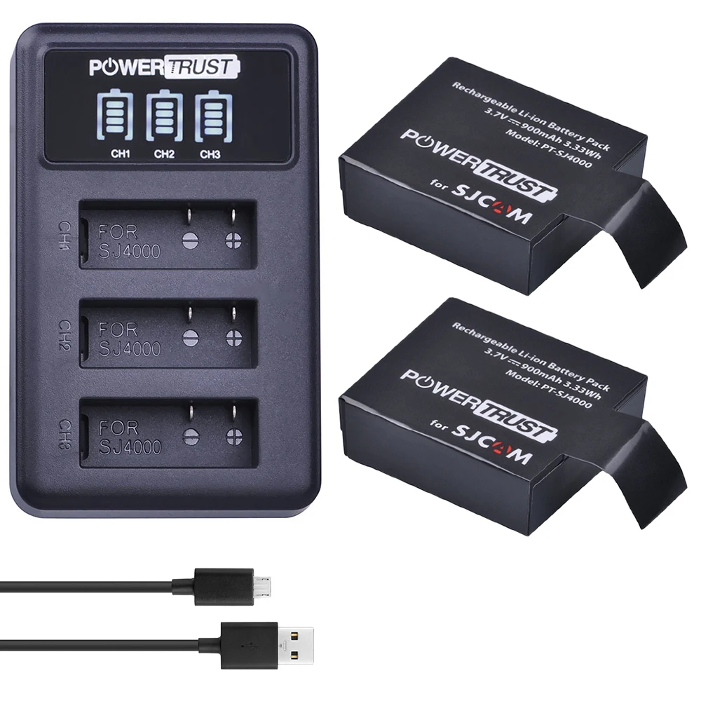 PowerTrust SJ4000 Battery For SJCAM sj4000 Battery eken H9 GIT-LB101 GIT SJ5000 SJ6000 SJ7000 SJ8000 SJ9000 battery