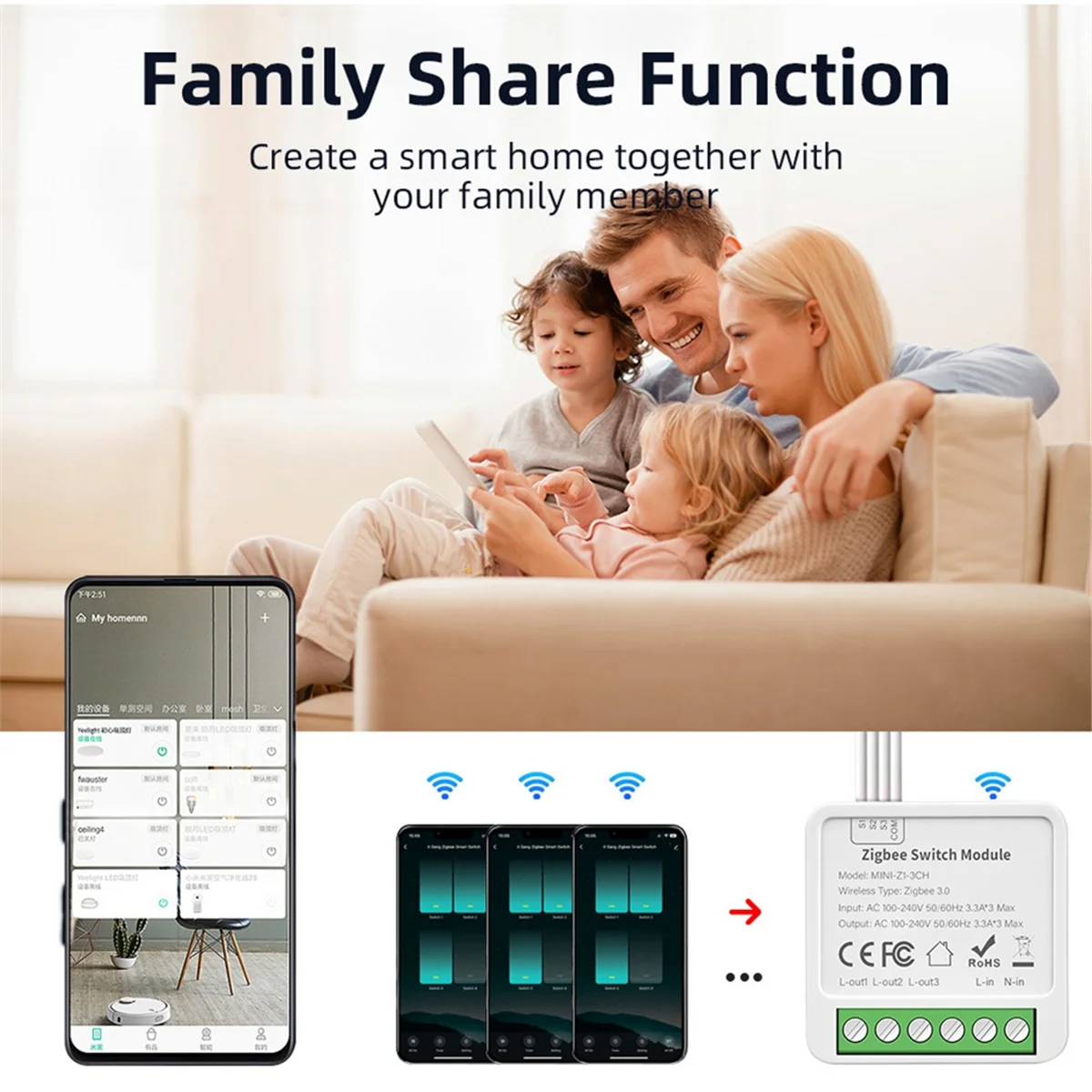 

Tuya Smart Switch 2-Way On/Off Switch Graffiti Smart ZigBee Smart 2-Way On/Off Switch Mini Concealed Box Switch