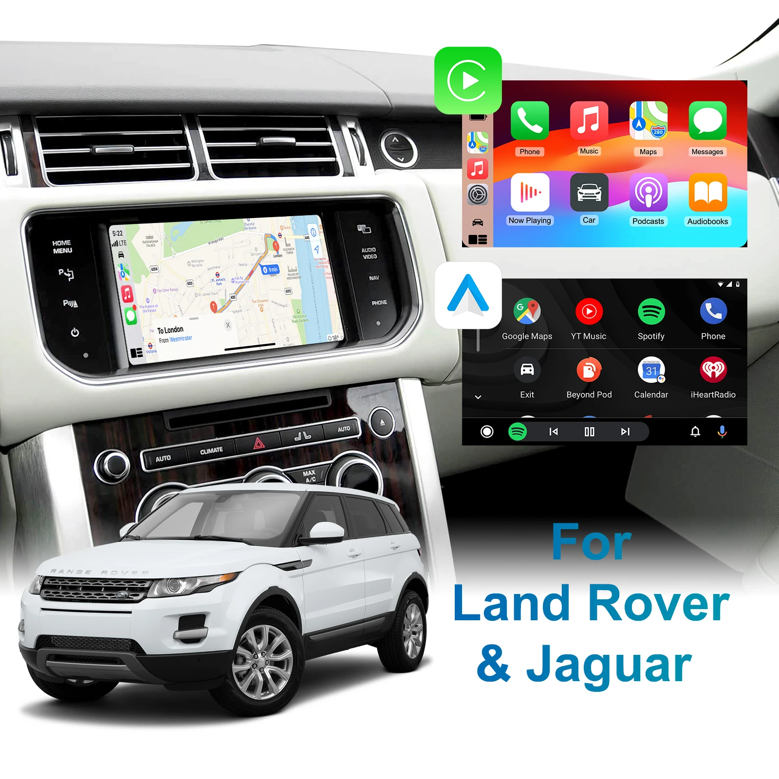 

Беспроводной декодер для обновления экрана CarPlay для Land Rover, Jaguar, Range Rover Evoque, Discovery 4, XE, XF, F-Type 2012-2016