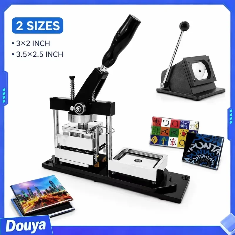 3x2 Inch & 3.5x2.5 Inch Photo Magnet Maker Machine Complete Kit with Cardboard Consumables for Custom Fridge Magnets
