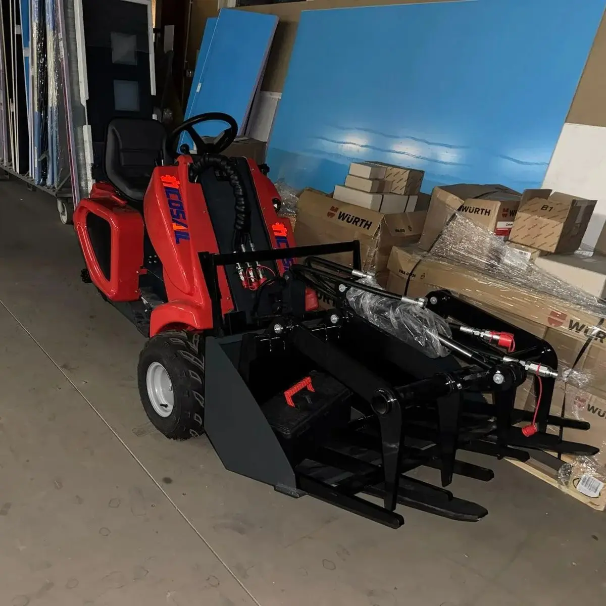 

Mini three wheel skid steer loader hot selling with multifunctional mini skid steer accessories at discounted prices