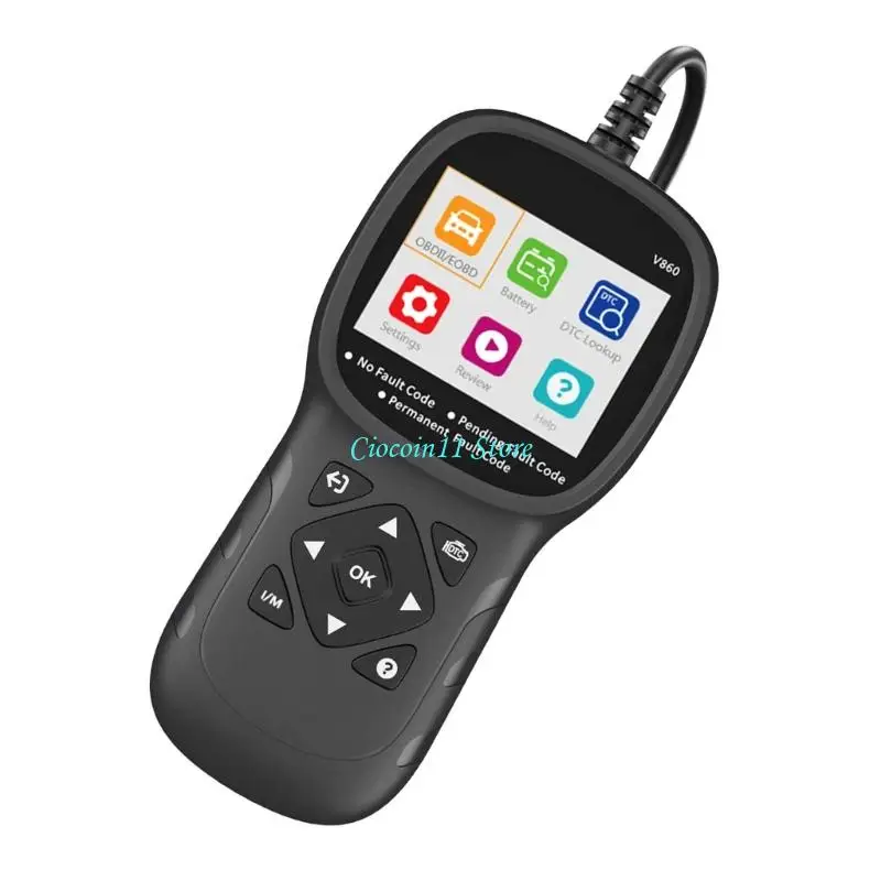 Y1UB OBDII Diagnostic Tool Multilingual OBDII Scanner Tool with Color LCD Display Extended Diagnostic Cable for Automotives