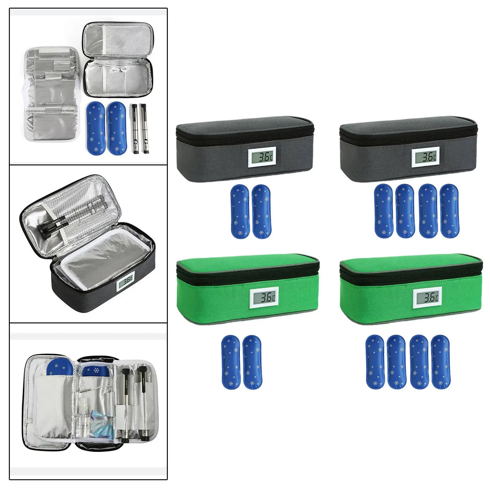 Medical Coolers Bag with Ice Pack Temperature Display for Outdoor Travel