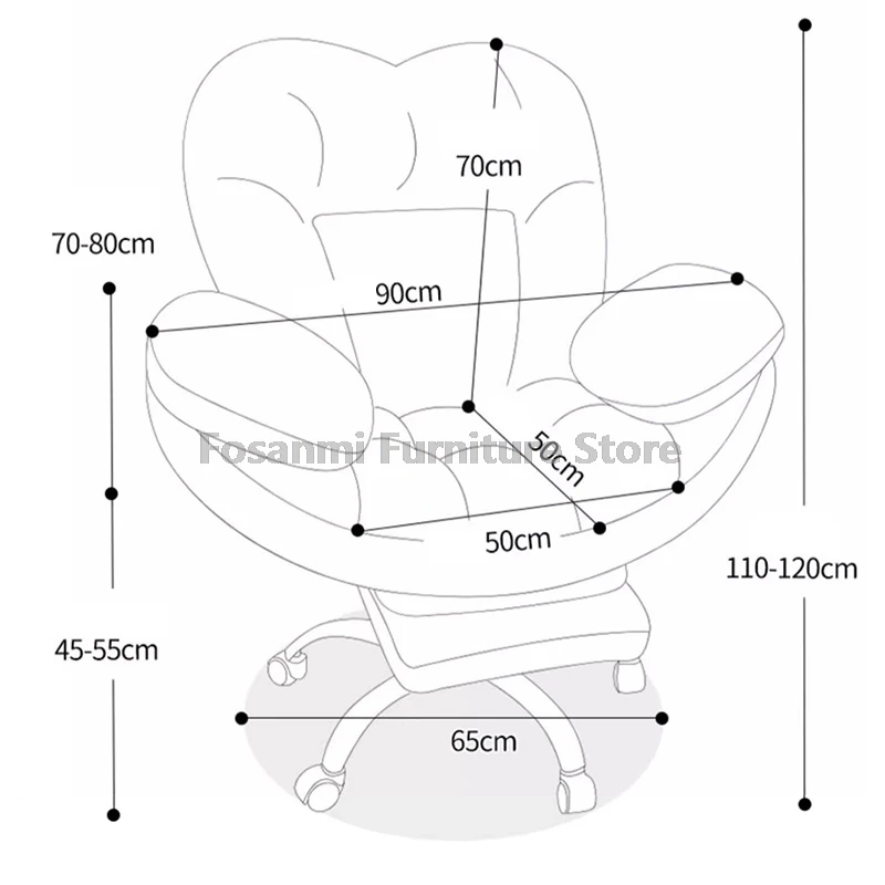 Duże miękkie krzesło biurowe Domowa sofa komputerowa do gier Krzesło z podwójnym grubym podłokietnikiem Gamer Wygodne krzesła obrotowe na biurko