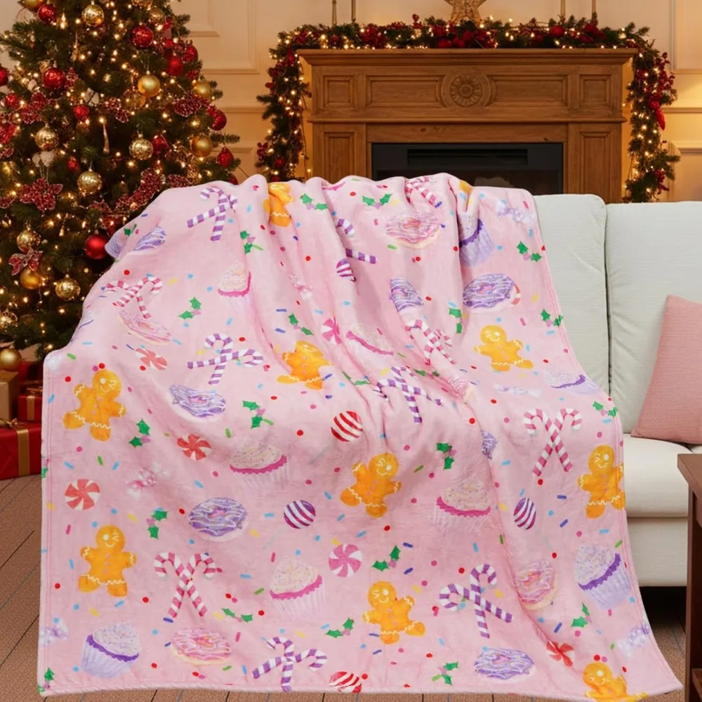 

Ultra Soft & Cozy Christmas Decorative Throw Blanket: Candy Cane, Gingerbread, and Winter Wonderland Accents for Sofas and Couch