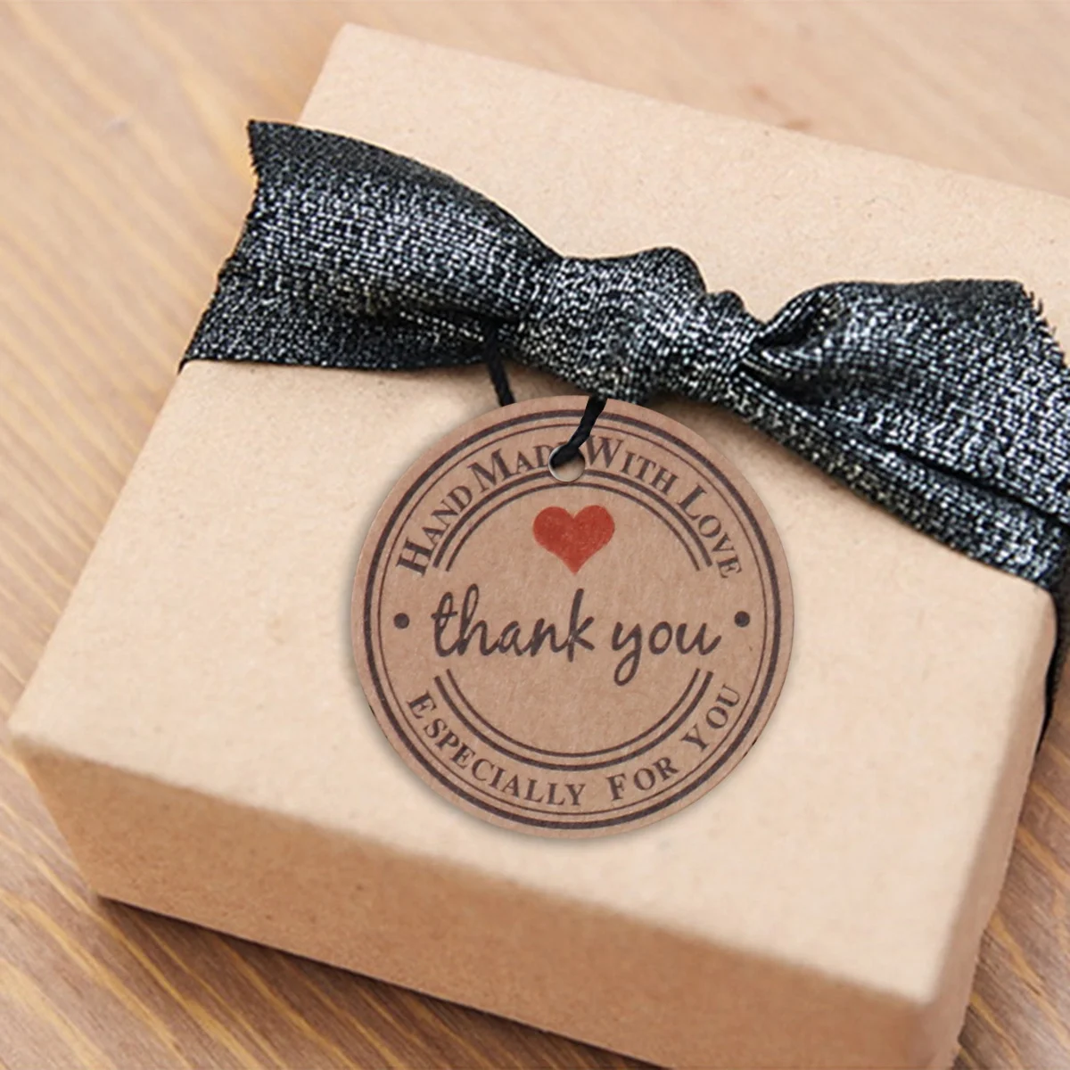 

100pcs 3.5Cm Round Kraft Paper Thank You Gift Tags Love Heart Decoration Diy Scrapbooking Cupcake Toppers Wedding Birthday Party
