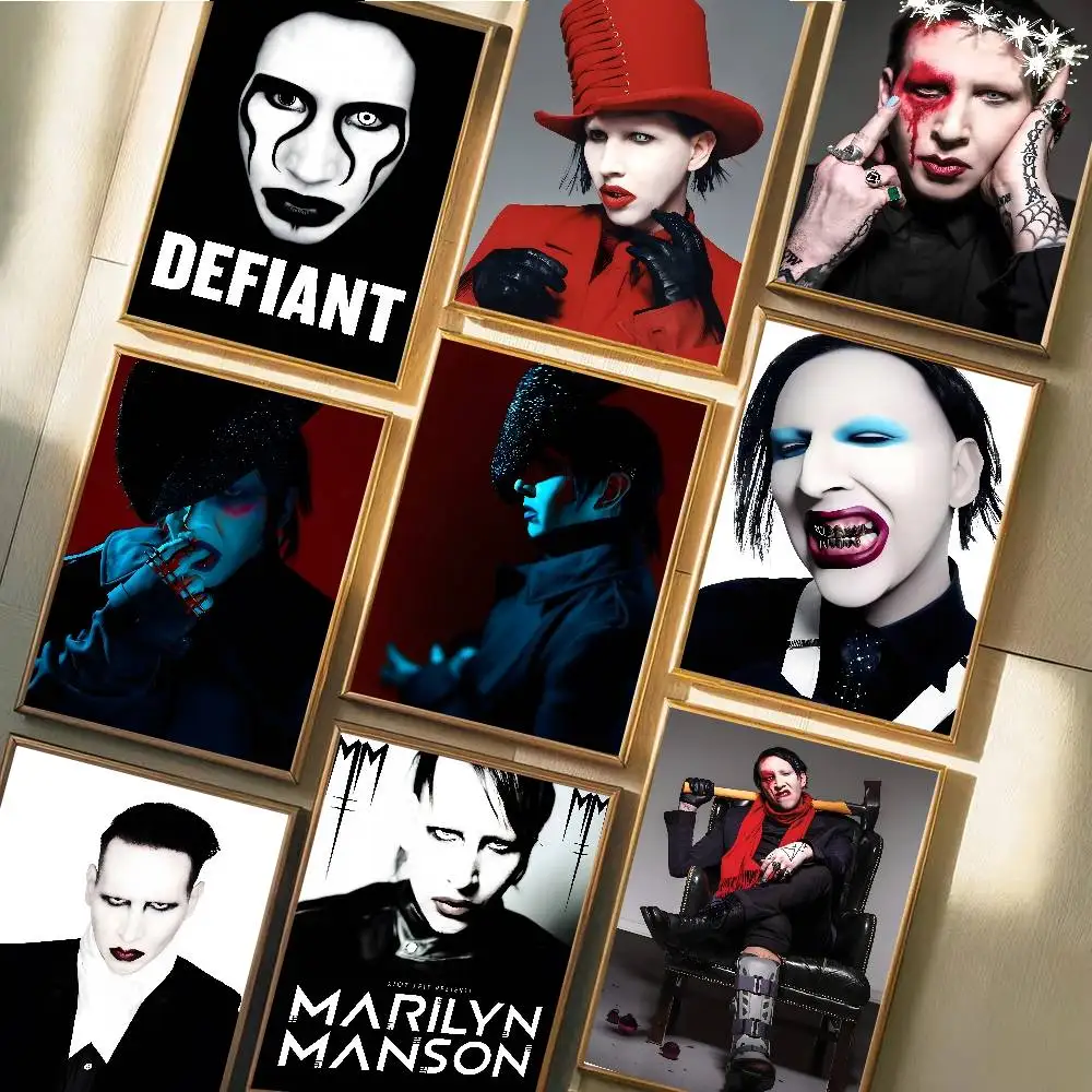 Singer Marilyn Manson Poster Art With Prints Home Bedroom Living Room Decoration Gift