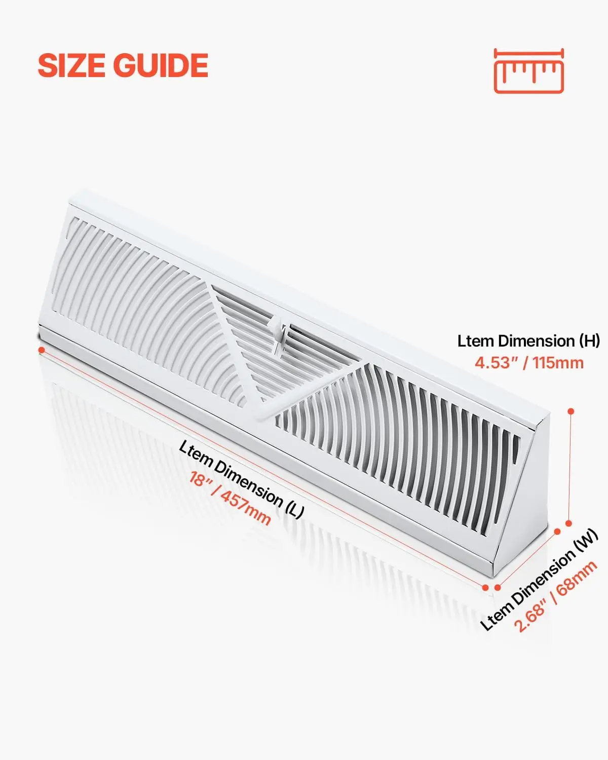 18-Inch Floor Registers, 10-Pack Baseboard Registers, HVAC Heavy-Duty Walkable Iron Floor Vents, Rustproof Anti-Peeling Air Vent