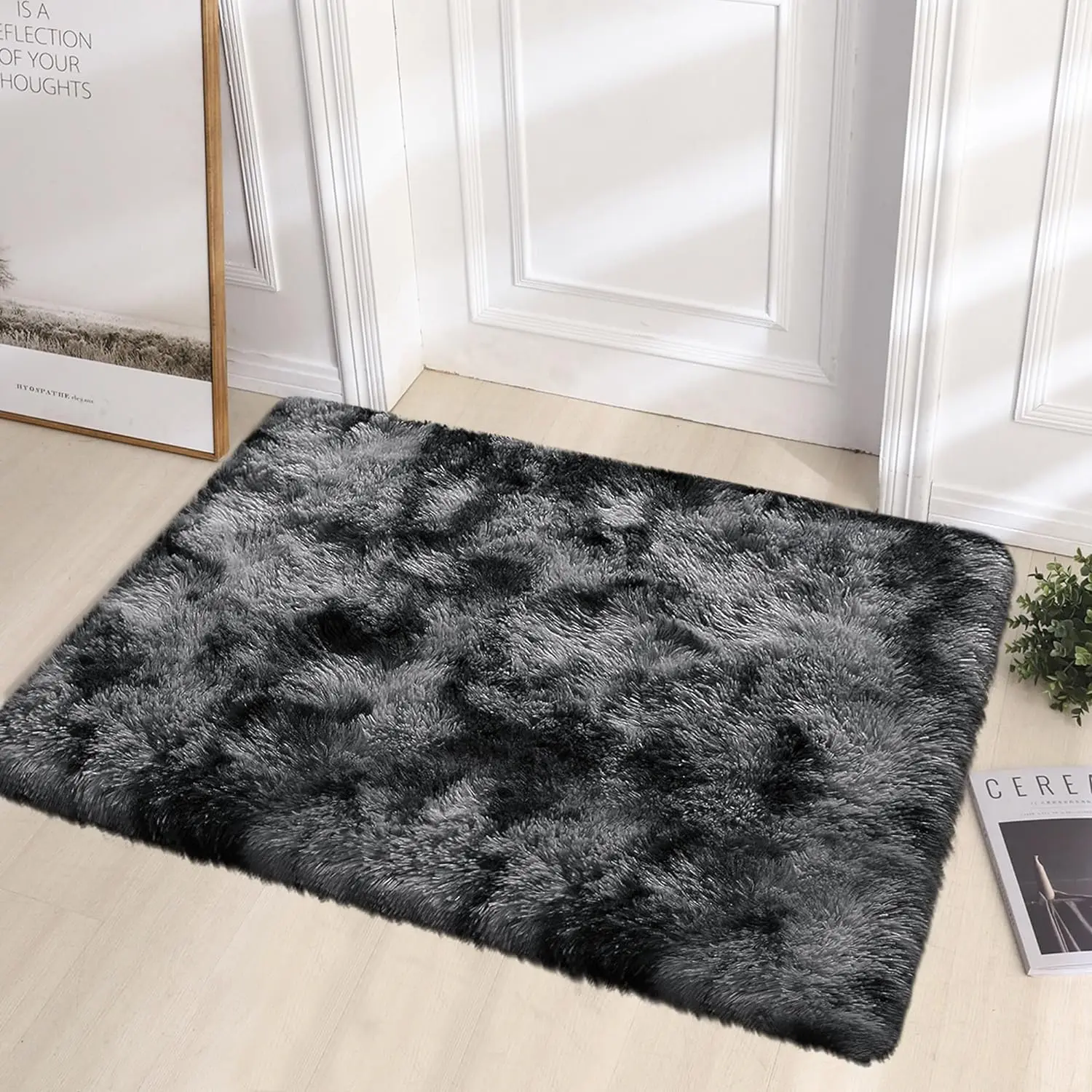 VIKAMA-alfombra de felpa Tie-Dye para sala de estar, dormitorio, alfombra de felpa esponjosa, decoración del hogar, alfombra antideslizante de tamaño pequeño para habitación de niños