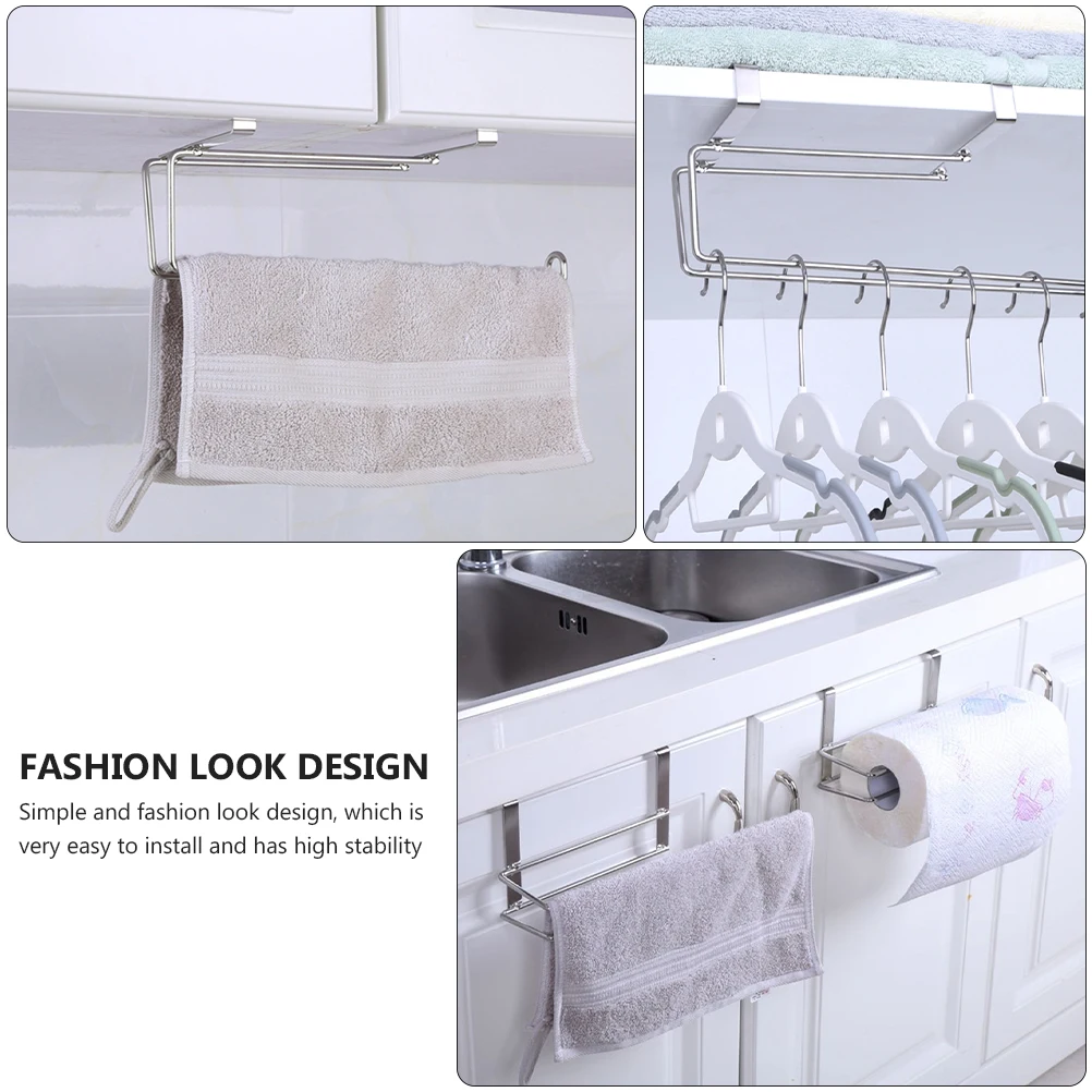 

Stainless Steel Wall Mounted Tissue Holder Rack Space Saving Bathroom Kitchen Supplies Multi Functional Paper Towel Dispenser