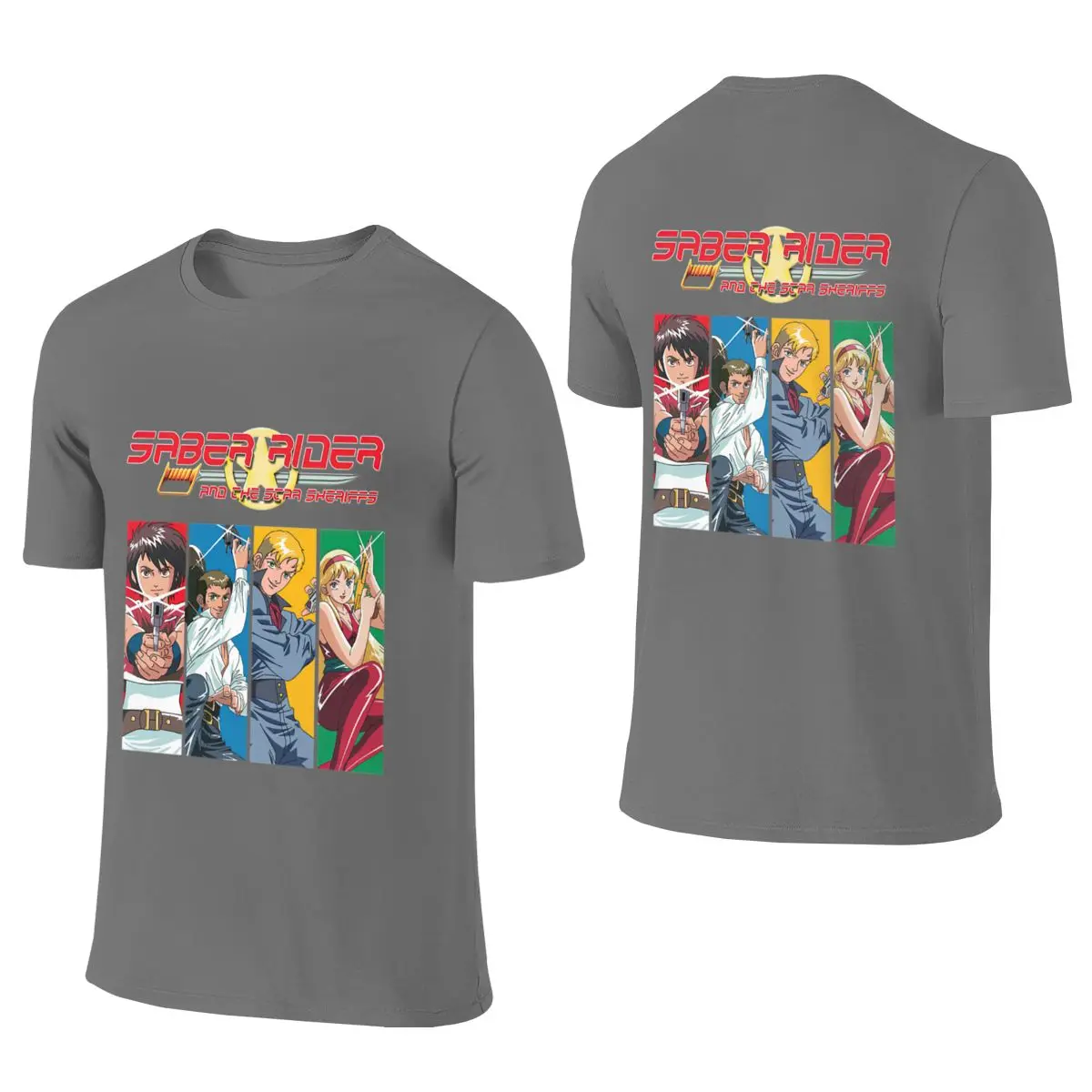 Saber Rider And The Star Sherrifs 2 Crisp Reversible T-shirt Niche Salt Style Solid Colors Cotton Tee