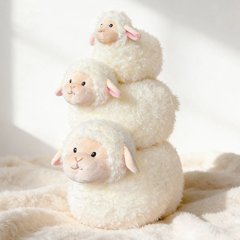 Urocze, puszyste, grube pluszowe zabawki owieczki, kawaii, wypchane zwierzątko koza, miękka lalka jagnięce, poduszka do spania dla dzieci, prezenty, dekoracja domu.