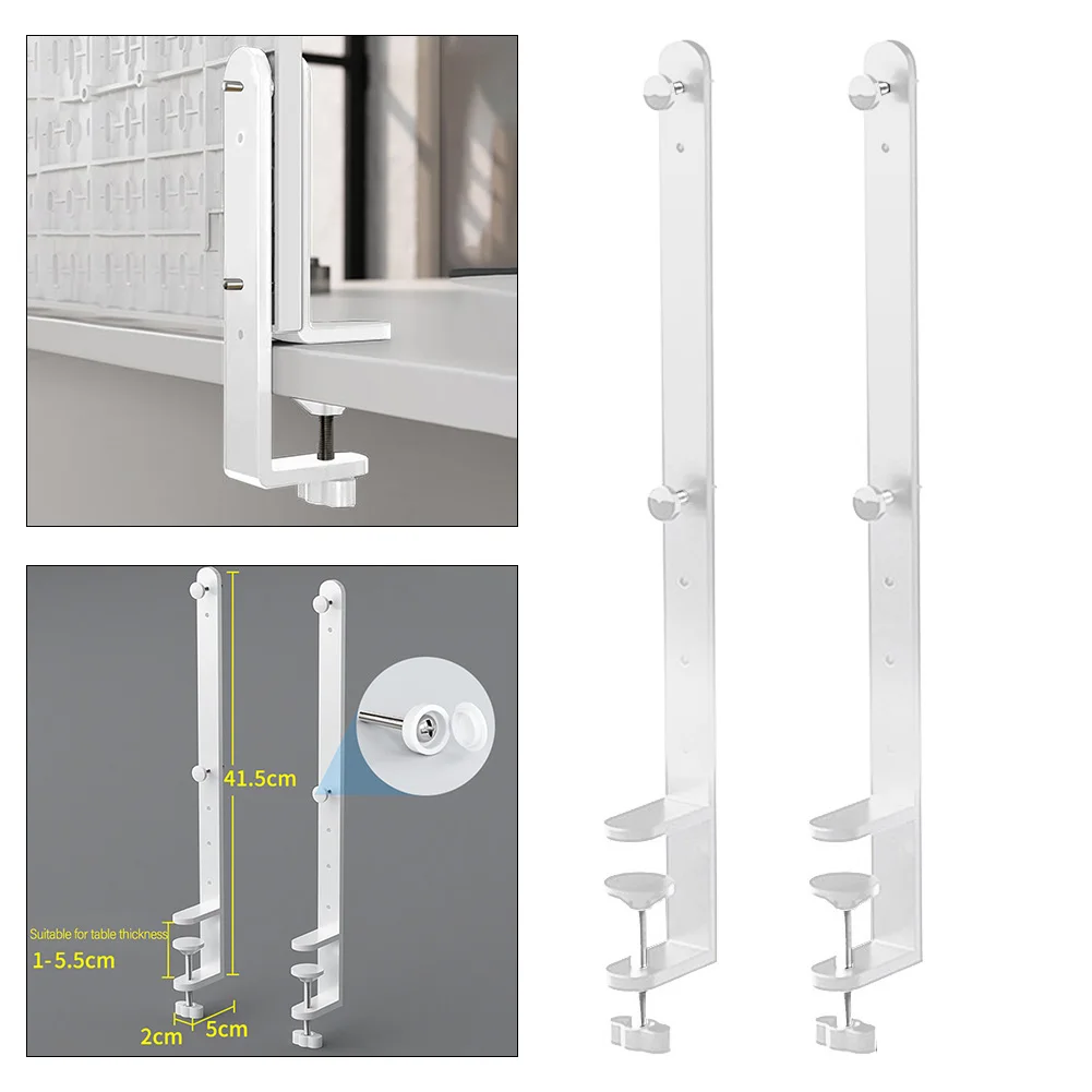 2Pcs Extended Desk Clamp Pegboard Fixing Bracket Desktop Fixing Bracket Home Improvement 1-5.5cm Thickness 41.5cm Height