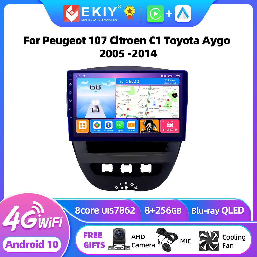 

Автомагнитола EKIY T7 QLED DSP Android для Peugeot 107 Citroen C1 Toyota Aygo 2005 -2014 Стерео GPS мультимедийный плеер 2din Carplay