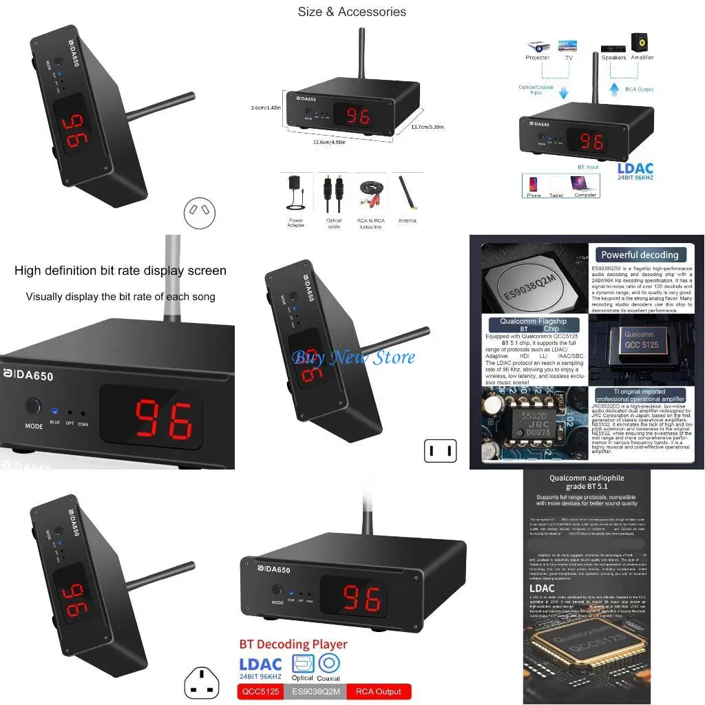 

20CE Digital Receiver DA650 Versatile Player Blue teeth5.1 Receiver for Home Theater
