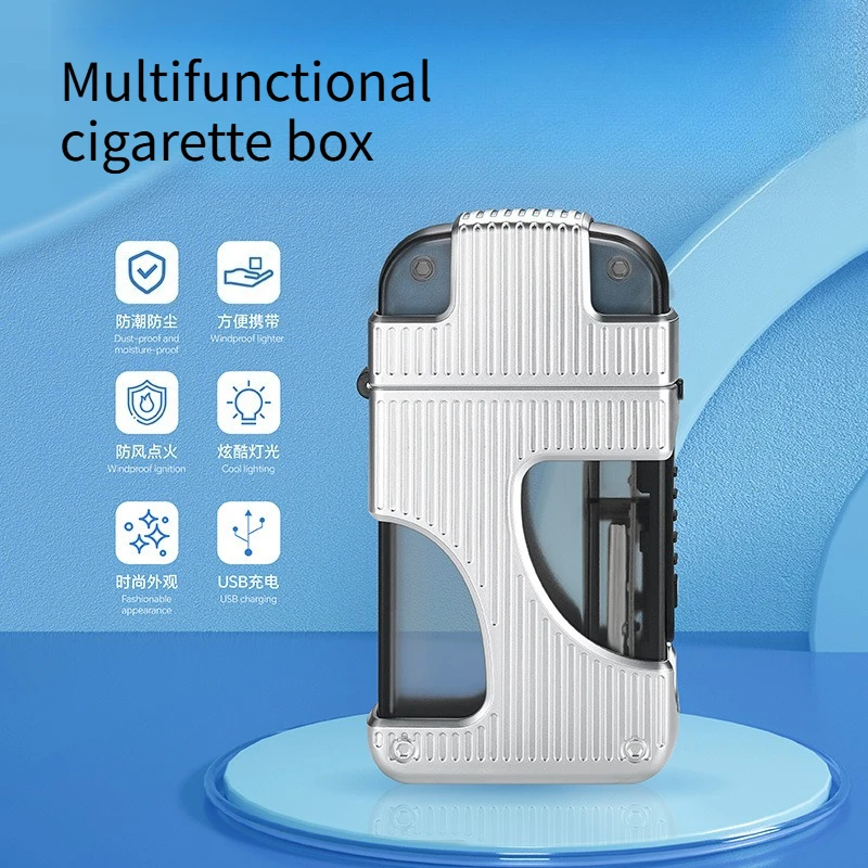 Stylish Glowing Cigarette Case with Cigarette Lightweight Portable and Personalized Cigarette Case Gift USB Charging Lighter