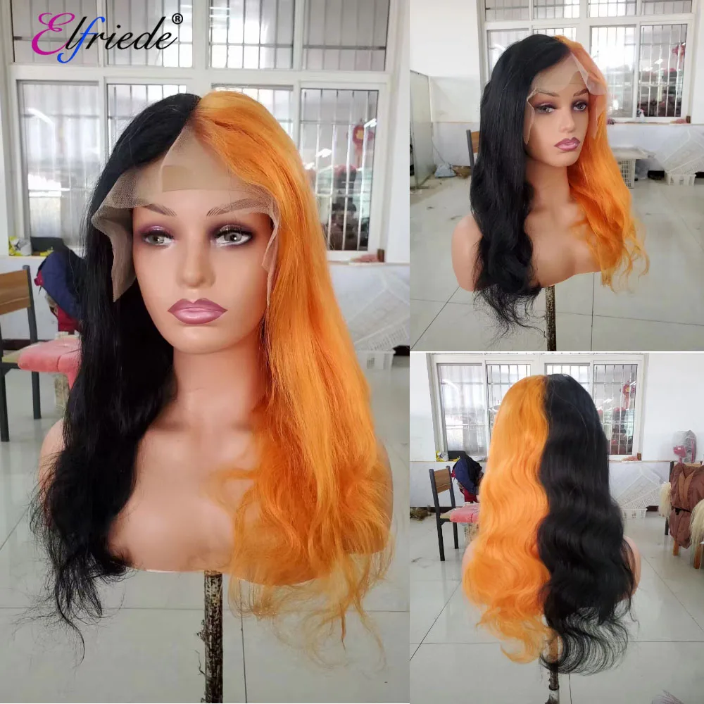 

Elfriede #1B Black Orange Body Wave Lace Front Wigs for Women 4x4 13X4 13X6 HD Transparent Lace Frontal Wig 100% Human Hair Wigs