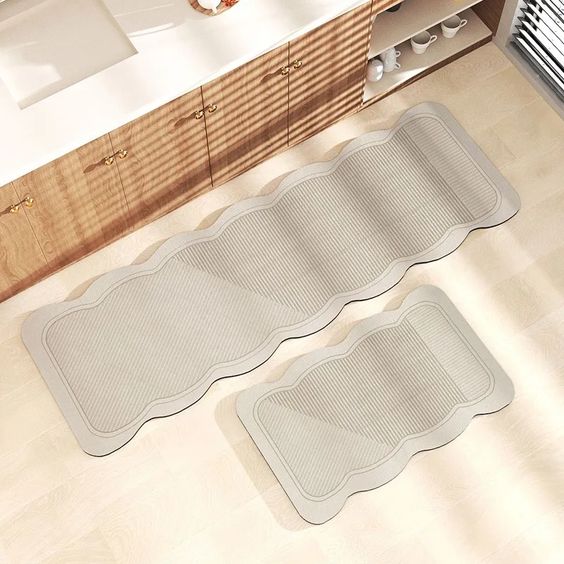 Kitchen Carpet Long Style Easy To Scrub Rug Simple Color Pvc Leather Waterproof Dirt-resistant Balcony Floor Mat Alfombra 주방 카펫