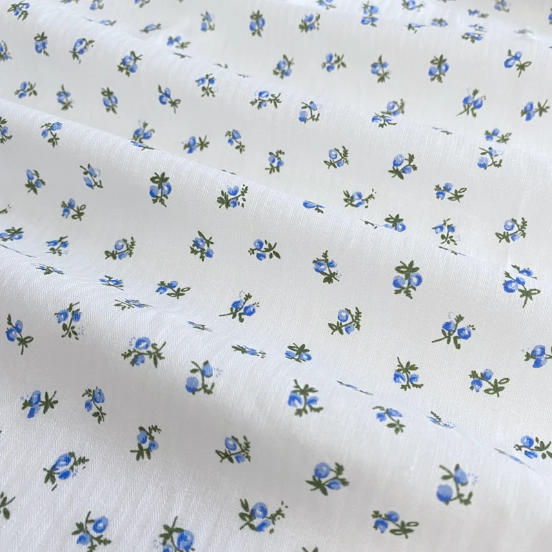 3/5/10M Ditsy Floral White Cotton Fabric For Sewing Spring/Summer Dress By the Meter With Small Flower Print