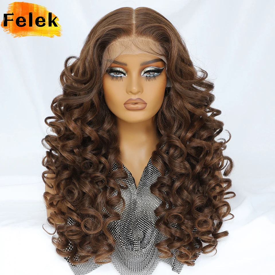 24 Inch Latisha Lace Front Wigs Synthetic T Part Wigs For Afro Women High Quality American Wig With Baby Hair For African Female