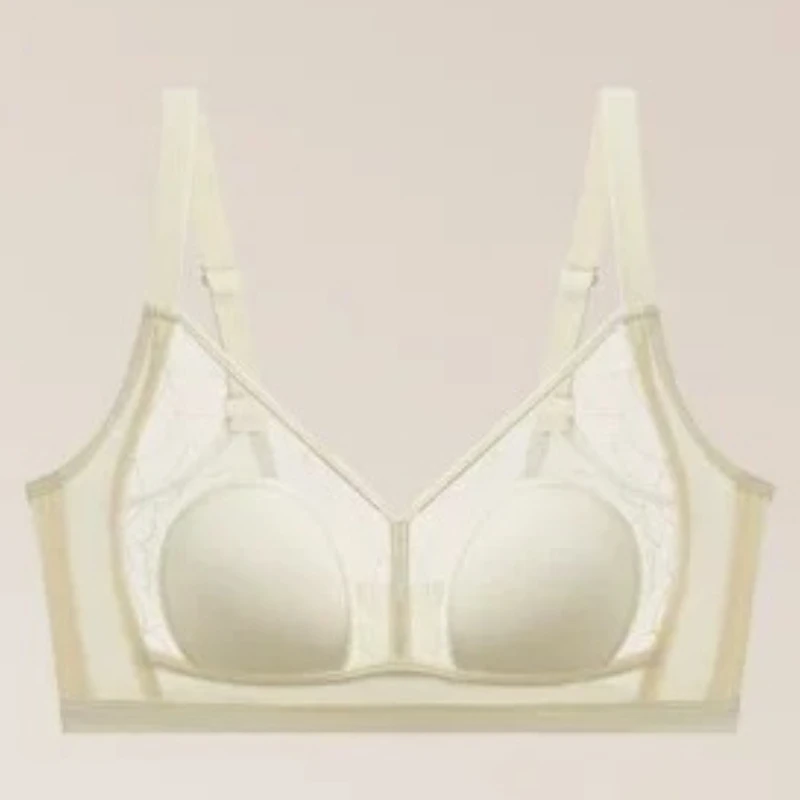 MOYISU Wireless Spider Mesh Brassiere Rabbit Ear Cup Thin Minimizer Bra Lift Support Gather Side Fat For Large Bust Sexy Bras AV
