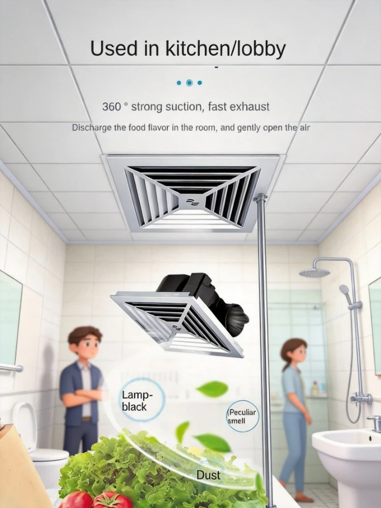 300x300 Aluminum Gusset Integrated Ceiling Ventilation Fan Ceiling Type Bathroom Household Exhaust Fan