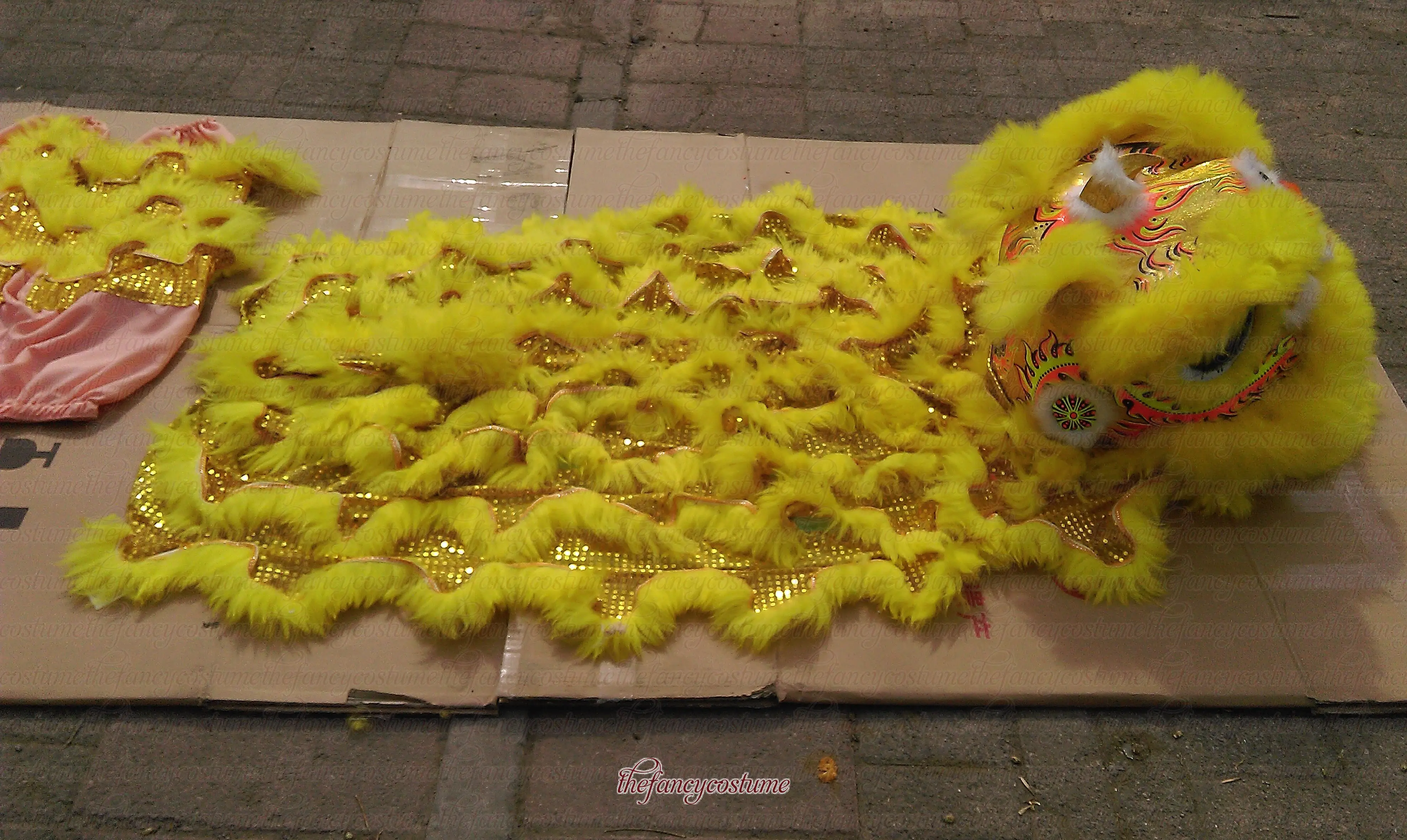 20inch Chinese Lion Dance Costume Flag wzplzj 2 Children Kid 8-15Age Student Fun Park Props Outfit Game Party Carnival Festival