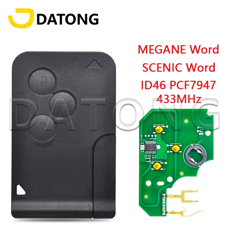 

Datong World 10PCS/Lot Car Remote Control Key For Renault Megane2 Scenic 2 2003-2008 ID46 PCF7947 433MHz Replacement Smart Card