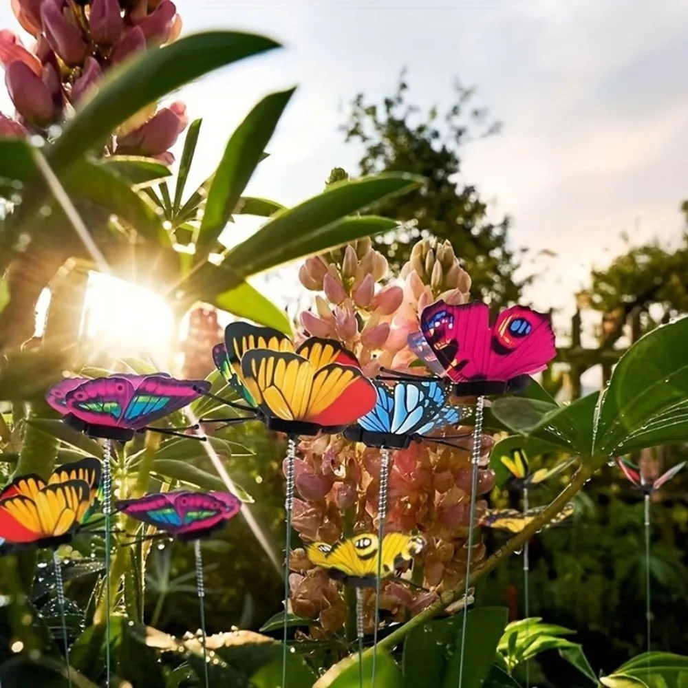 10pcs Gifts Colorful Butterfly Stakes Ornaments Plant Plug Butterfly Decor Sweet Garden Decor Stakes Outdoor Garden