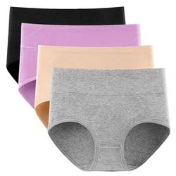 4Pcs/Lot High Waist Panties Women's Underwear Plus Size Cotton Briefs Girls Sexy Shapers Abdominal Underpants Female Calcinhas