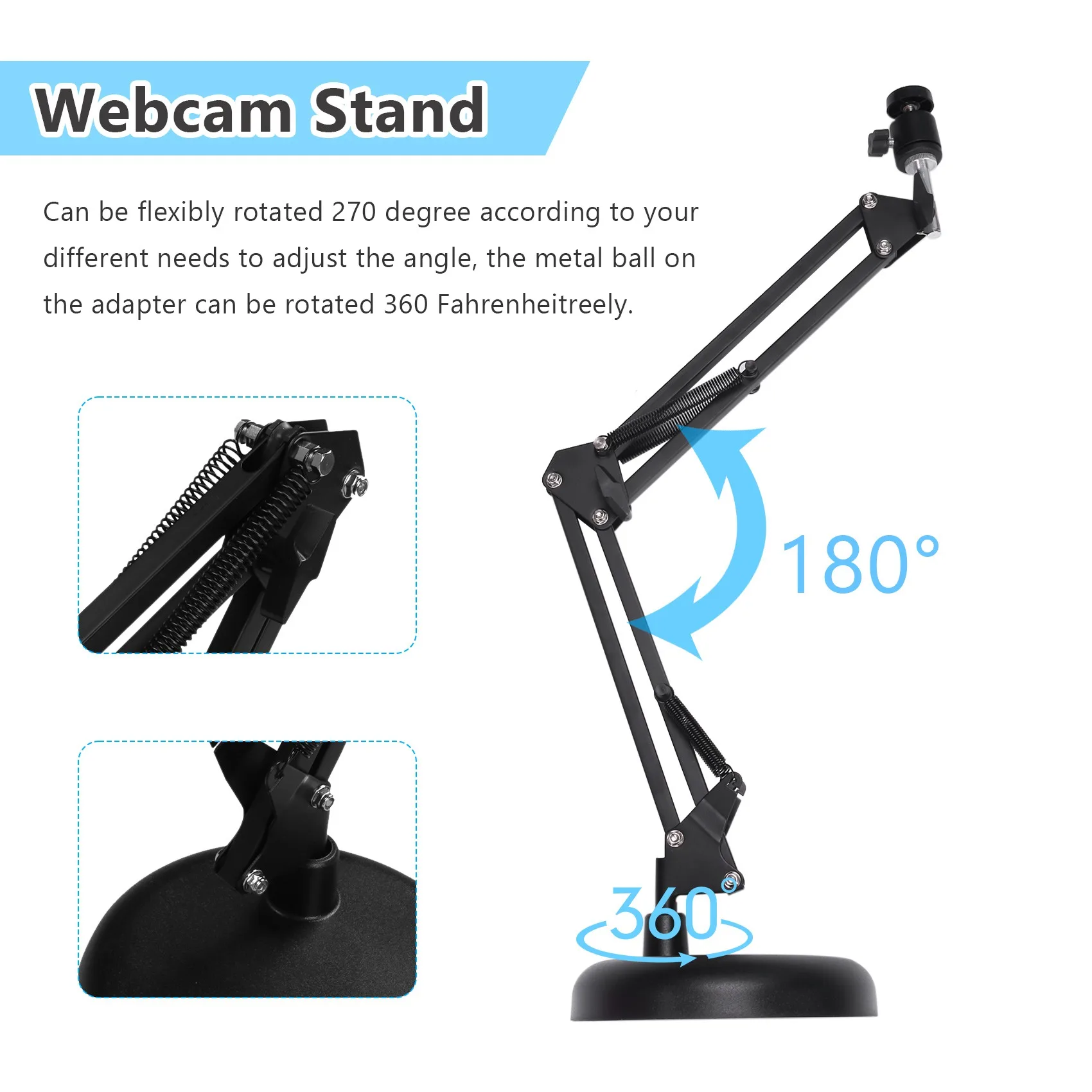 Webcam Standaard Voor Desktop Ophanging Boom Schaar Arm Standaard Met Verbeterde Ronde Basis, Voor Logitech Webcam