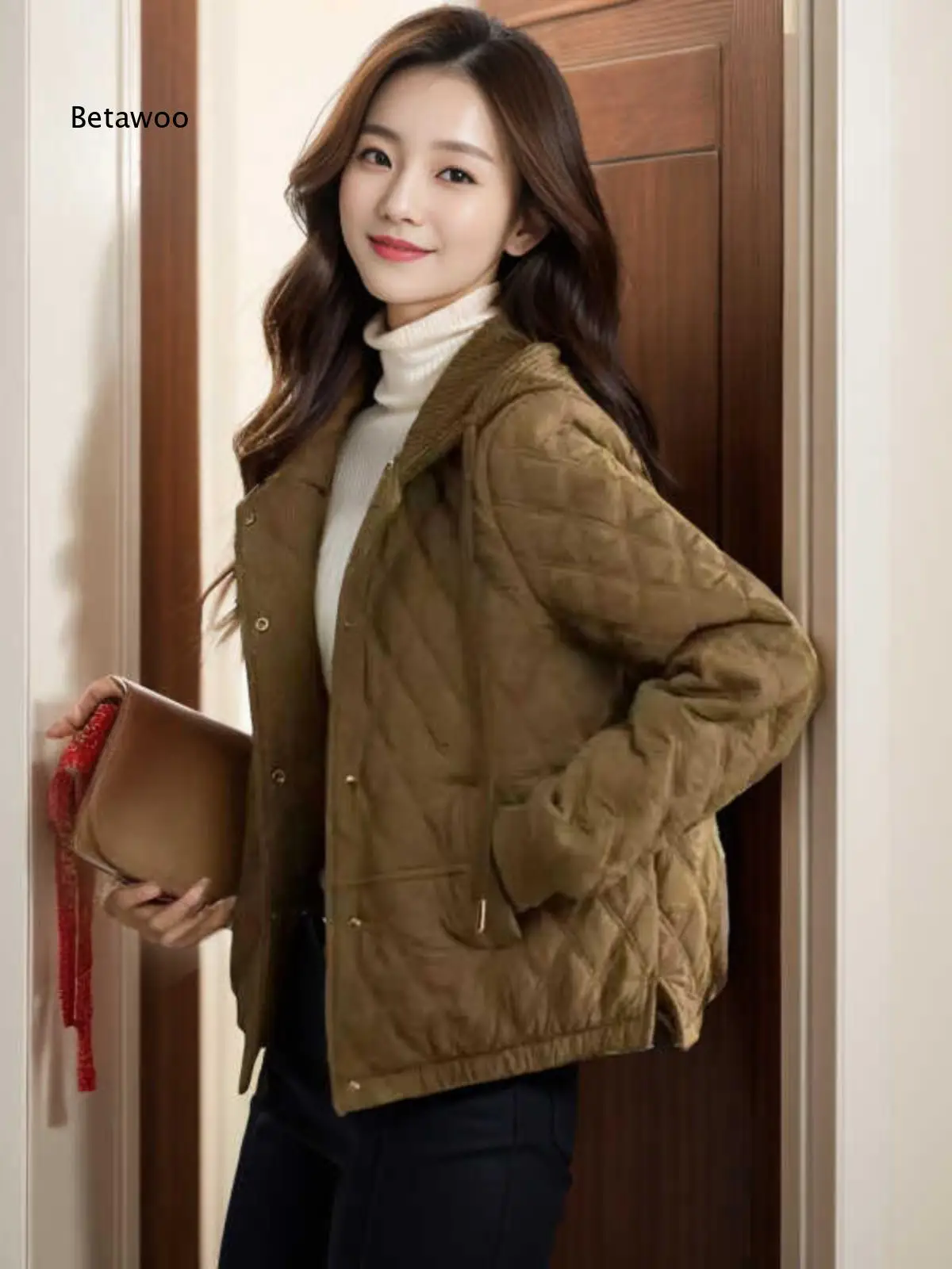 Women Short Hooded Quilted Lightweight Padded Coat Stylish Outerwear Suitable For Petite Figures Warm Garment For Autumn Winter