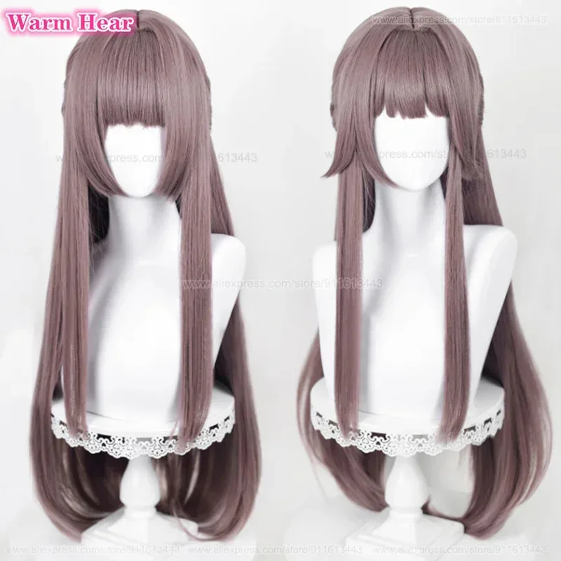 재고 있음 헤르타 합성 게임 HSR 88cm 롱 그레이 퍼플 코스프레 애니메이션 및 헤드웨어 내열 헤어 가발 + 가발 캡