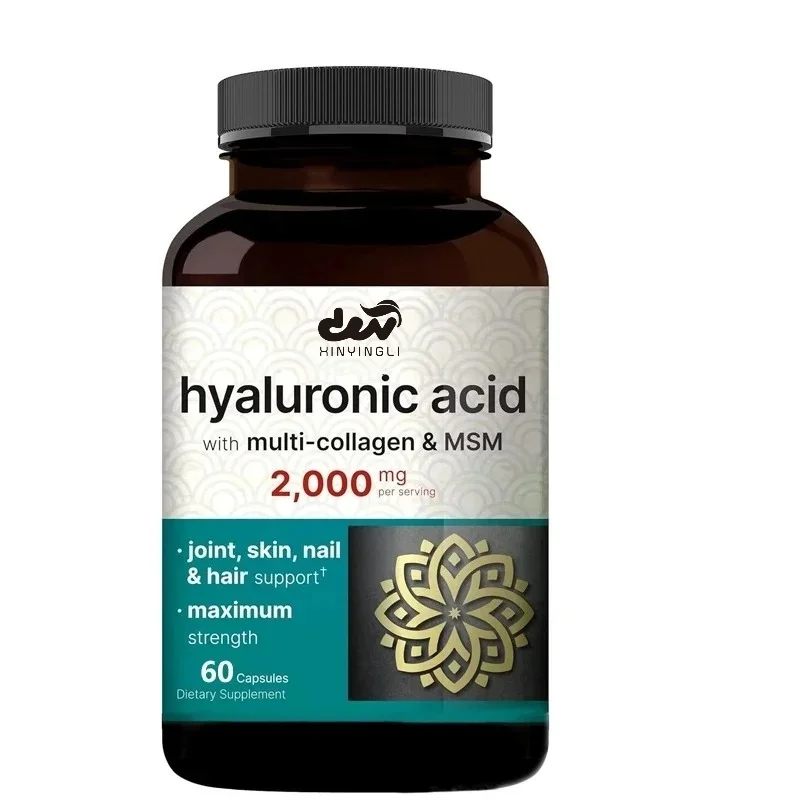 Hyaluronic Acid Supplement | Contains MSM and Multi Collagen -3-in-1 Support - Skin Moisturizing, Joint Lubrication, Eye Health