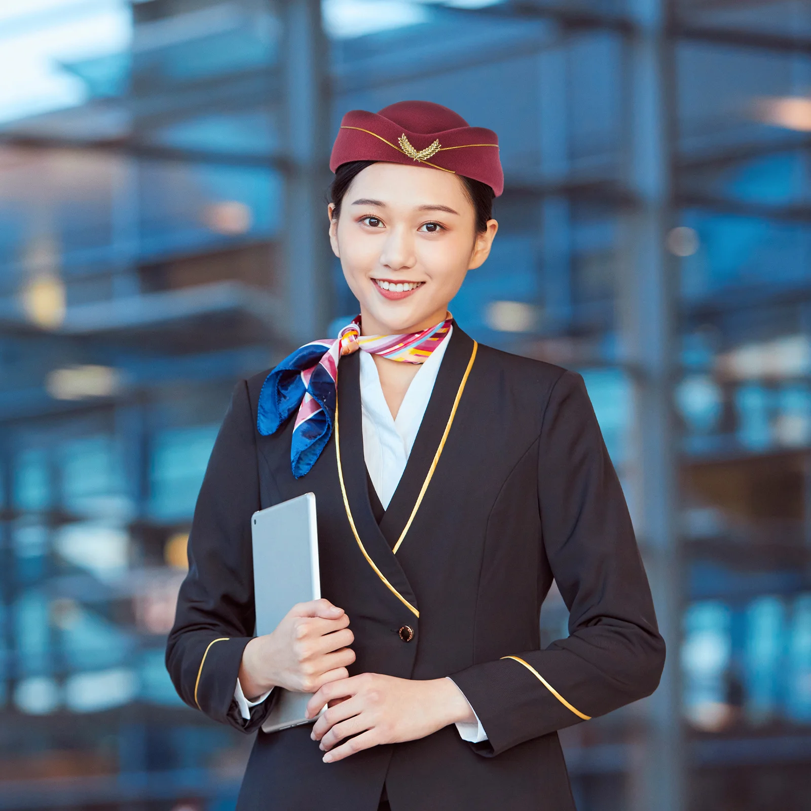 

Women Air Stewardess Hat Flight Attendant Cap Cosplay Costume Party Musical Performance Wine Size Fits Most Comfortable