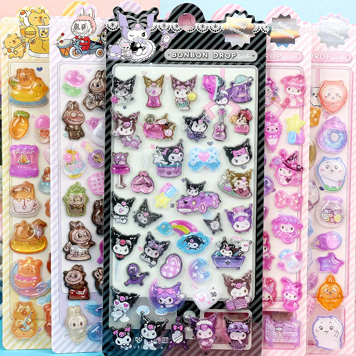 4枚入り 漫画風クロミ、キイカワイ＆マイメロディのかわいいデコレーションステッカー：子供用日記ステッカーセット