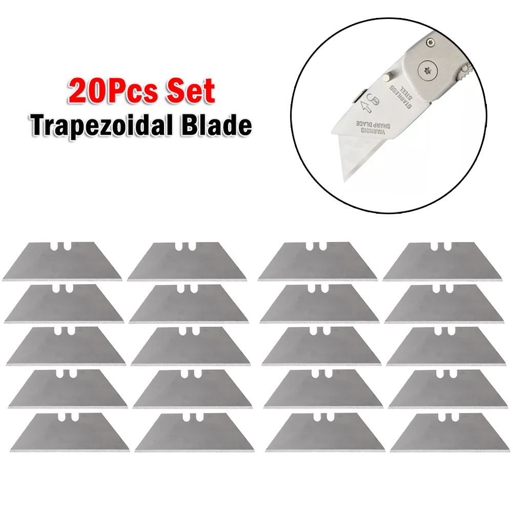 laminas de faca especial material de aco faca utilitario trapezio laminas substituicao faca voce mesmo arte oficio cortador ferramenta lamina 20 pecas 01