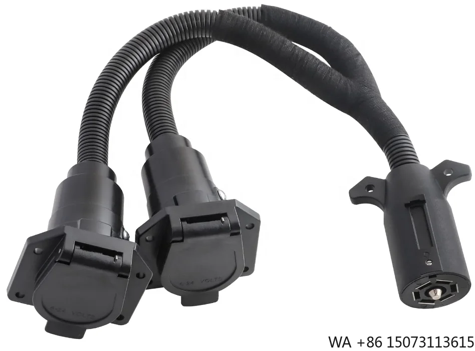 7-Pin Trailer Adapter Y Splitter Plug Male 7-Way to Dual Female Blade Connectors