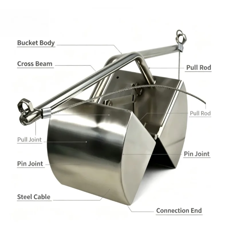 ETC-200KH0201 Stainless Steel Grab Dredge Sampler, Petersen Mud Grab Sampler for Sediment Sludge Collection Water Environment