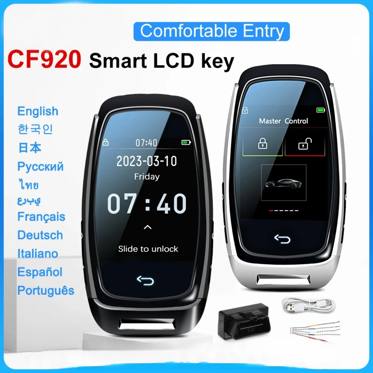CF920 Modified Universal Remote Display Smart LCD Key Comfortable Entry Auto Lock Keyless Go For Audi/BMW/Ford/Mazda/Toyota/KIA