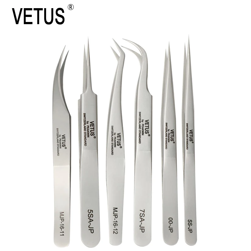 

Precision VETUS Tweezers Pinzas 7SA-JP SS-JP Stainless Steel Super Hard Antimagnetic Tweezers for Mobile Phone Repair Tools