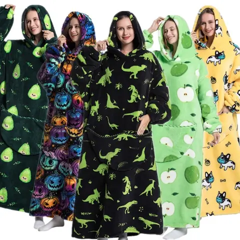140cm bardzo długie, nadające się do noszenia koce z rękawami dla dorosłych ponadgabarytowe bluzy grube flanelowe bluzy mężczyźni kobiety przytulny miękki koc pod telewizor