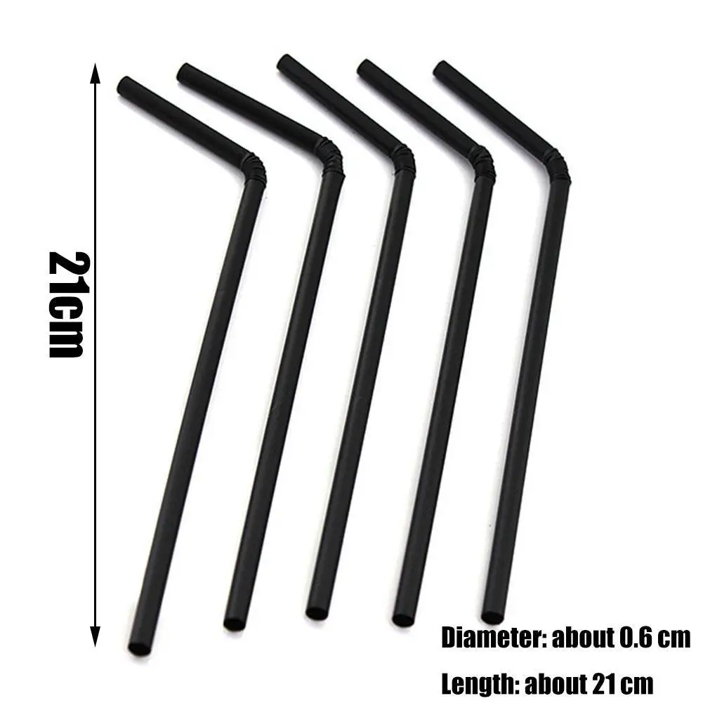 100 PCS Cocktail Decoration Straws Soft Drinks Black Straws For Bars Cafes And Western Restaurants Brand New And High Quality